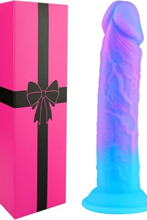 8 Inch Soft Silicone Colorful Blue Purple Dildo With Suction Cup, Fantasy Thick Monster Dog Anal Dildo Penis Dildos Strap on Sex Toy for Women,Realistic Cute Shower G-spot Dildos no Balls for Beginner