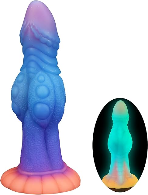 Knot Dildo, 8.4in Huge Alien Monster Dildo, Luminous Sex Toy with Strong Suction Cup for Hands-Free Play, Big Dragon Fantasy Toy Glow in The Dark, Thick Silicone Adult Anal Plug for Women Men