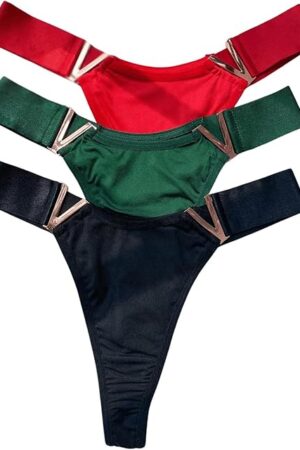 Women's 3 Pack Underwear Thongs Cut Out Low Rise G String Panties
