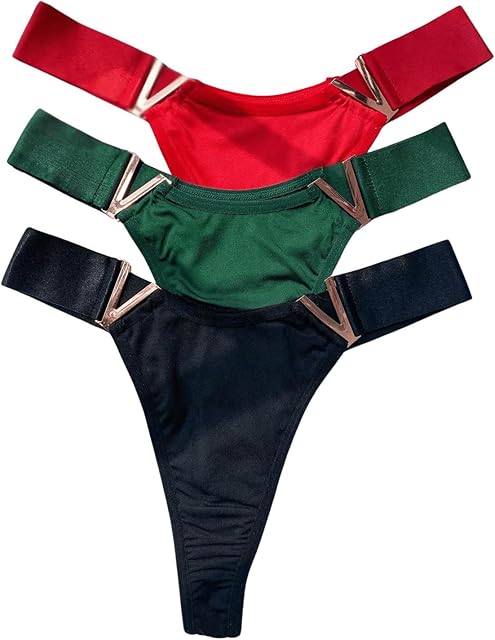 Women's 3 Pack Underwear Thongs Cut Out Low Rise G String Panties