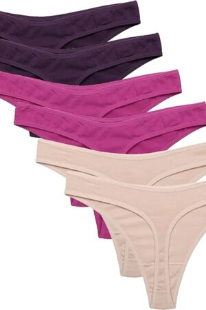 Womens Thongs Invisible Panties No Show Seamless Low Waist Breathable G-String Cotton Thongs 6 Pack