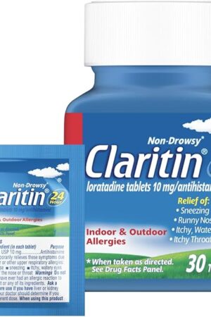Claritin Allergy Medicine for Adults, 24-Hour Non-Drowsy Loratadine 10mg Pills, Antihistamine, 30 Tablets + 1ct On-The-Go Relief