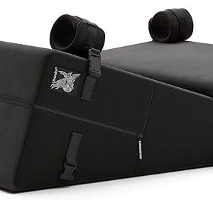 Liberator Black Label Wedge/Ramp Combo with Cuff Kit for BDSM and Bondage Play, Black Microfiber, 24 inch