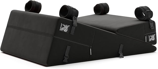 Liberator Black Label Wedge/Ramp Combo with Cuff Kit for BDSM and Bondage Play, Black Microfiber, 24 inch