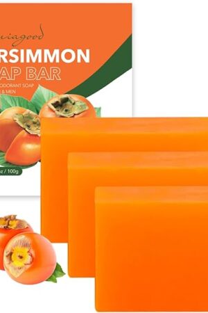 3 PCS Persimmon Soap Bar for Body Odor Control, Natural Deodorant Body Bar Soap for Old People Smell, Remove Strong Smell, Organic Eliminating Odor Wash Soap for Women & Men
