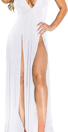 Womens Sexy Dress Bandage Side Split V Neck Sleeveless Bodycon Clubwear Maxi Vest Dress