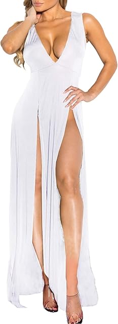 Womens Sexy Dress Bandage Side Split V Neck Sleeveless Bodycon Clubwear Maxi Vest Dress