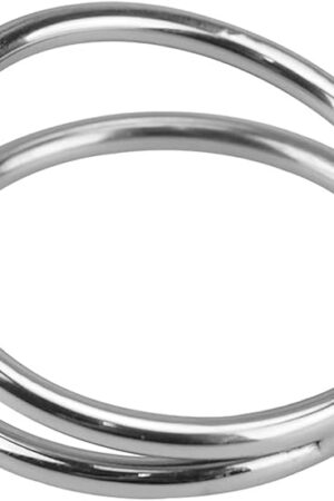 2-in-1 Double Penis Ring, Stainless Steel Cock Rings for Men Erection Sex, Glans Ring Scrotum Weighted Stretcher Sex Toys for Men (22mm)