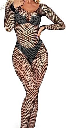 Womens One Piece Fishnet Lingerie Bodysuit Mesh Bodystocking Sexy Tights Nightwear Jumpsuit Underwear