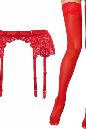 Women's Lace Nights Garter Belt with Stockings Sheers