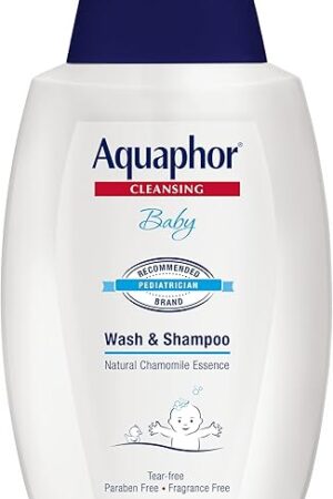 Aquaphor Baby Wash and Shampoo, Unscented Baby Shampoo and Wash, 254 Fl Oz Pump Bottle