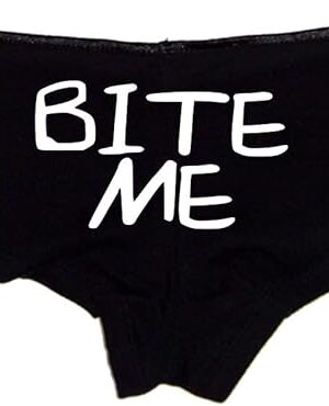 Bite Me Panties  Sexy Black Cotton Boyshorts for Women, Flirty Cheeky Lingerie Gift, Naughty Bedroom Fit S-3X