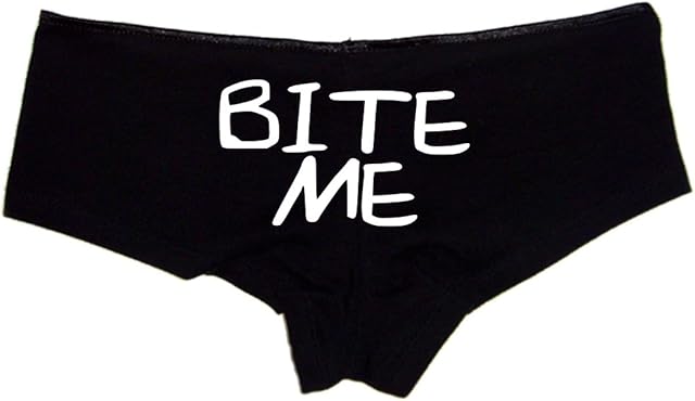 Bite Me Panties Sexy Black Cotton Boyshorts for Women, Flirty Cheeky Lingerie Gift, Naughty Bedroom Fit S-3X