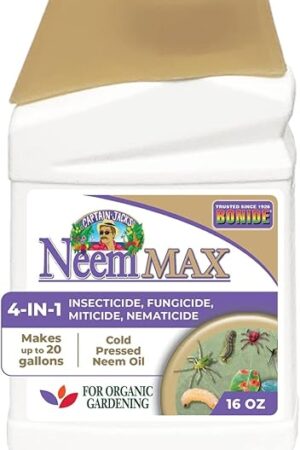 Bonide Captain Jack's Neem Max, 16 oz Concentrated Cold Pressed Neem Oil, Multi-Purpose Insecticide, Fungicide, Miticide, and Nematicide for Organic Gardening