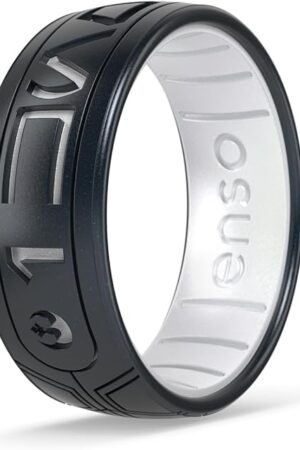 Enso Rings Star Wars Silicone Ring - Comfortable and Flexible Design - I Know You (Aurebesh) - Black Pearl/Pearl - Size 10