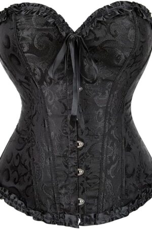 Women Vintage Frosted Lace-Up Bustier-Corset Top - Renaissance Boned Overbust Corset Top for Out Go Party