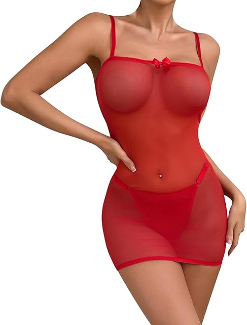 Women Lingerie Solid Color Slim Suspender Long Nightwear One Piece Sexy Boudoir Nightgowns Mosaic Lace Mesh Dress