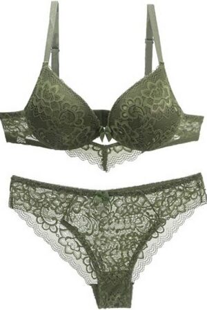 Women's Lace Bra and Panty Set Sexy Plus Up Bra Underwire Lightly Lined Lingerie Set