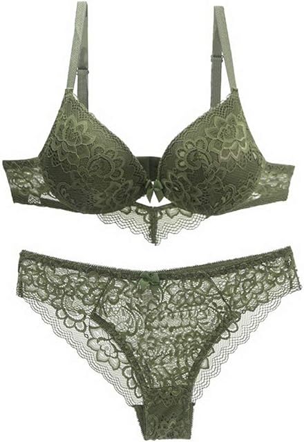 Women's Lace Bra and Panty Set Sexy Plus Up Bra Underwire Lightly Lined Lingerie Set