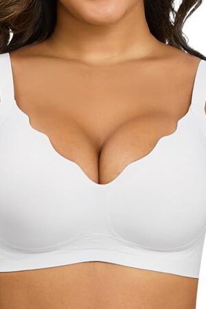 Wavy Wireless Bras Push Up Bralette Seamless Wirefree Plunge Bra Everyday Bras for Women No Underwire Full Coverage