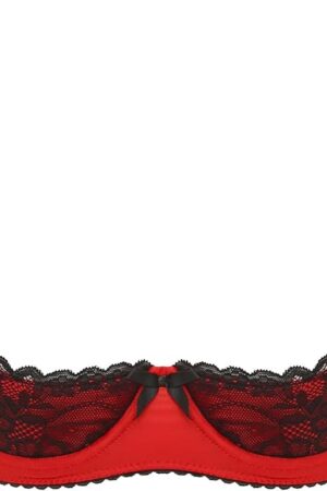 Women's Sexy Lace Shelf Bras Spaghetti Straps Underwire Half Cups Bra Balconette Bralette