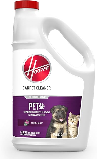 Hoover Pet Carpet Cleaner Solution, 128 oz, Tropical Breeze Scent, Deep Cleaning Shampoo Solution, Eliminates Urine Stains and Odors, Pair Carpet Cleaner Machine
