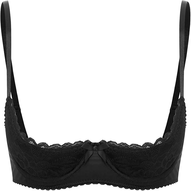Womens Sexy Half Cup Push Up Balconettes Bra Lace Rhinestone Underwired Bra Top Bralette