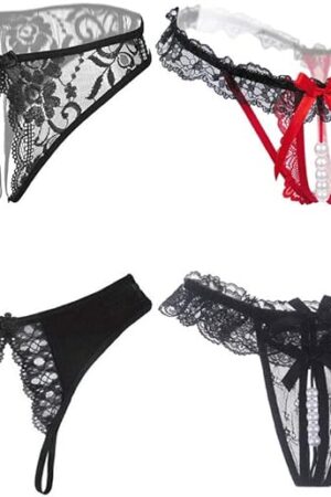 Women's 4 Colors Pack Sexy Lingerie Stretch Panties Nightclub Sleepwear Dress Gift for Women