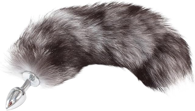 Fox Tails Anal Plug Anal Sex Toys Big Real Silver Fox Tails Metal Butt Plug Couple Erotic Cosplay Wolf Tail Drop Shipping(M plug)