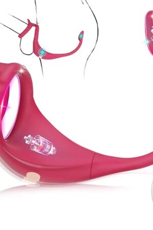 Vibrating Penis Ring Taint Stimulator with Mini Bullet, Remote Control Wearable Vibrator Anal Plugs Couples Sex Toys, Small Anal Trainer Silicone Butt Plug with Cock Rings, Anal Beads Sex Toy (Red)