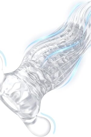 Clear Male Masturbator Blowjob Pocket Pussy Sex Toy for Men, TPE Masturbation Training Penis Sleeve Couple Sex Toys, 3D Realistic Texture Spiral Tunnel Stroker with Clit and Anal Stimulation