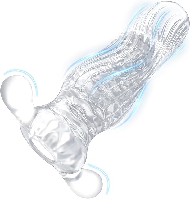 Clear Male Masturbator Blowjob Pocket Pussy Sex Toy for Men, TPE Masturbation Training Penis Sleeve Couple Sex Toys, 3D Realistic Texture Spiral Tunnel Stroker with Clit and Anal Stimulation