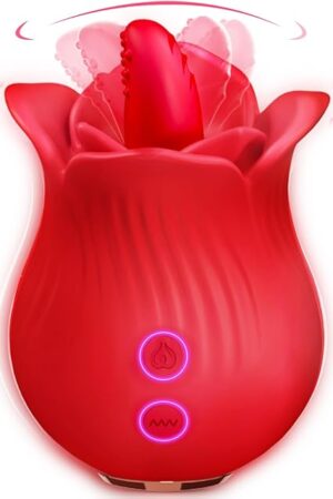 Clitoral Licking Tongue Rose Sex Toy Vibrator Stimulator for Women, Vibrating Rose Adult Women Couples Sex Toys with 10 Modes, Female Mini Clitoris Nipple Vibrator for Woman Her Pleasure