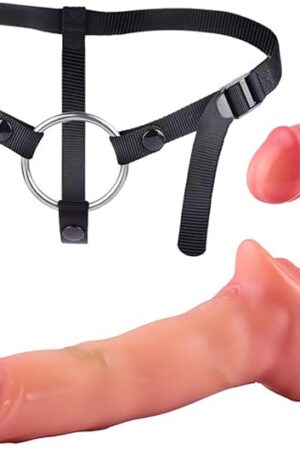 Wearable Realistic Harness Pegging Dildo for Strap On, Adjustable Silicone Double Sided Dildo Soft Adult Sex Toy for Lesbian - with Wearable Panty