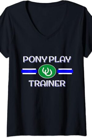Womens Pony Play Fetish Trainer Gear, BDSM PetPlay Training Gift V-Neck T-Shirt