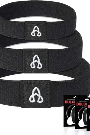 BULGEBAND - Flexible Cock Ring for Male Sex Toy, Realistic Adult Male Sex Toys for Men - Nylon Fabric Penis Rings (Solid Black, Starter, 3 Pack)
