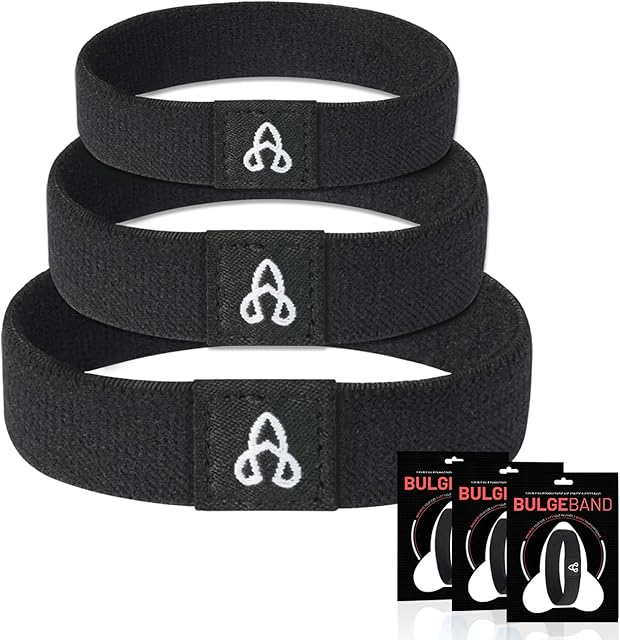 BULGEBAND - Flexible Cock Ring for Male Sex Toy, Realistic Adult Male Sex Toys for Men - Nylon Fabric Penis Rings (Solid Black, Starter, 3 Pack)
