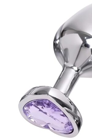 Anal Butt Plug, Heart Shaped Anal Trainer Jewel Butt Plug, G Spot Stainless Steel Personal Massager Butt Plug for Women Men and Couples(Light Purple, M)