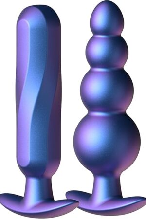 4.7 Inch Anal Beads Butt Plug Adult Sex Toy, Thick Silicone Anal Plug Training Toy, Flexible G-spot or Anal Stimulator, Blue-Purple Gradient Anal Toys for Men Women Couples