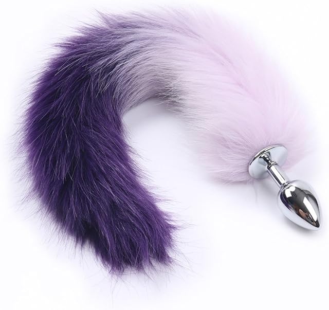 Fox Tail Anal Butt Plug Sex Adult Toys Flirting Tools for Couples Cosplay &SM Role Play Gradient (Purple)