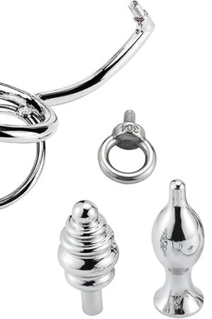 Anal Hook with Cock Ring Metal Penis Ring with 3 Interchangeable Balls Testicle Stretcher Ball Stretcher Prostate Massager Sex Toy for Men (ø45mm)