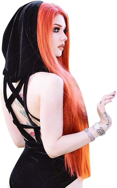 Women Sexy Rave Pentagram Bodysuit Jumpsuit Hood Hoodie Festival Clothing Romper for Dance Party Clubwear