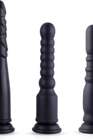 Hismith Silicone Anal Dildo with KlicLok System, 3pcs Anal Initiation Kit for Regular Users
