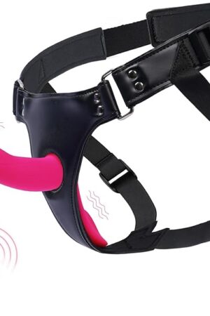 10 Vibrating Modes Strap-On Dildo with Adjustable Strapon Harness,Pegging Strap On Harness & Lesbian Sex Toys,G Spot Clitoral Vibrator with Remote Control,Pink