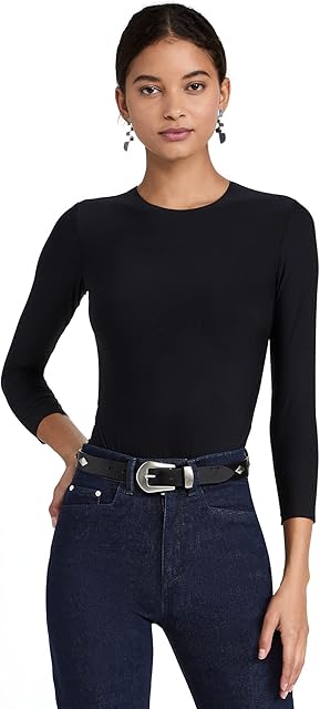 Butter Crew Neck Bodysuit for Women, Sexy Form-Fit Thong Shapewear, Long Sleeve, Ballet Bodysuit