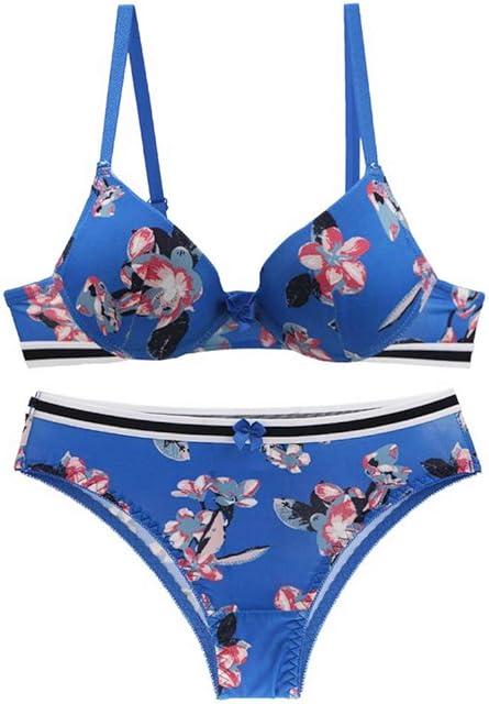 Women's Bra and Panty Sets Push Up Floral Printed Lingerie Set Underwire Bra Set