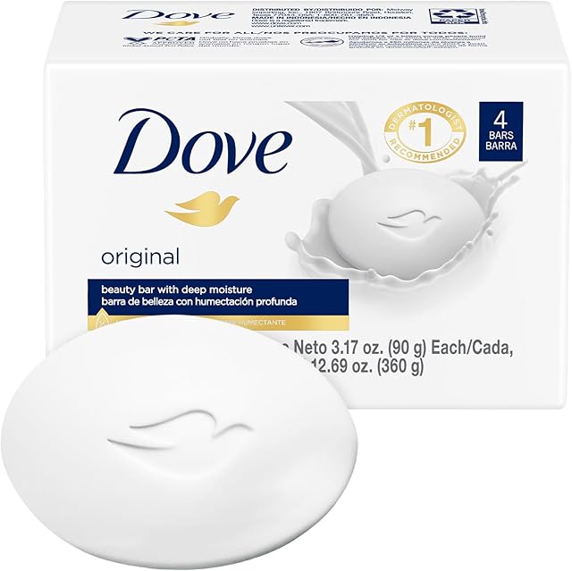 Dove Soap, Original Beauty Bar Pack ? 3-in-1 Moisturizing Face, Body & Hand Soap, 317 Oz Ea 4 pack