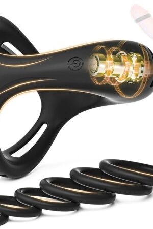 Vibrating Cock Ring Set with 6 Silicone Penis Rings  Tri-Ring Design for Harder, Longer-Lasting Erections, Clitoral Stimulator for Couples, Waterproof, Quiet & Powerful Men's Sex Toy
