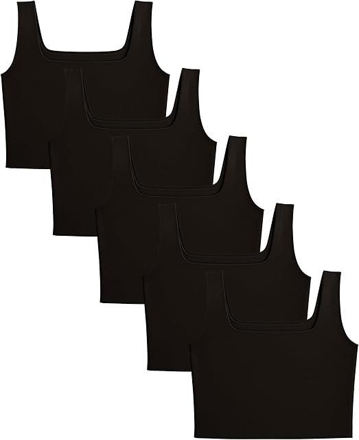 Women's Tank Sport Bra | Workout Spandex Cami Crop Tank | 4 Way Stretch Pullover Sport Top | Multi-Packs