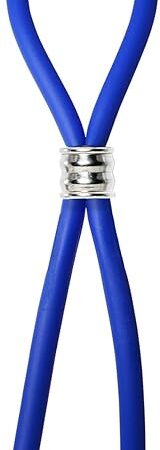 A Cock Ring Adjustable Silicone Blue Cord with Stainless Steel Ridges Bead for Tension Control Tight Accurate fit